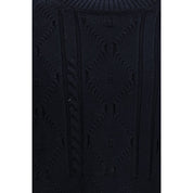 Blå stickad tröja i ull med rund hals och jacquardmönster - Namacheko