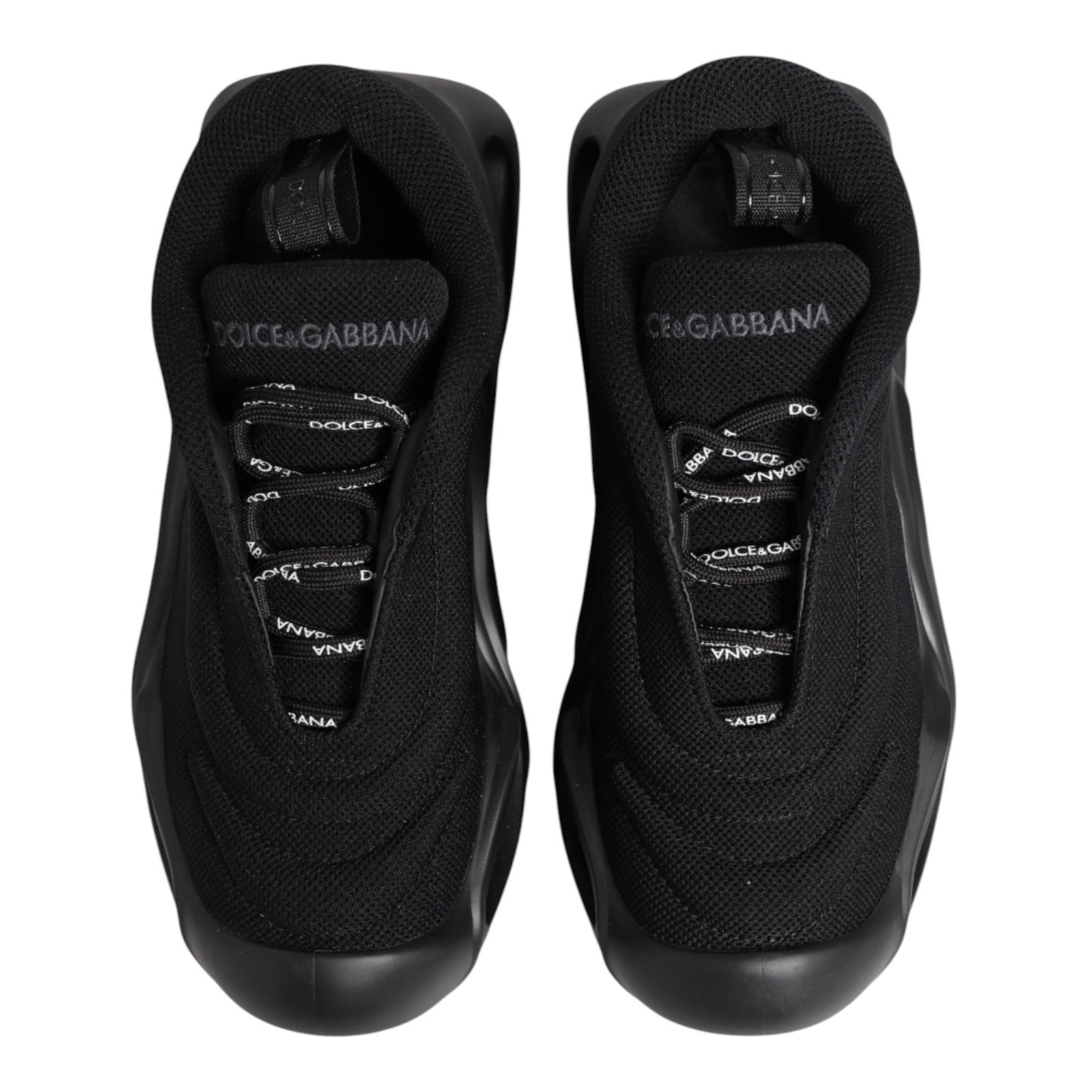 Dolce & Gabbana Black Polyester Viscose Wave Sneakers
