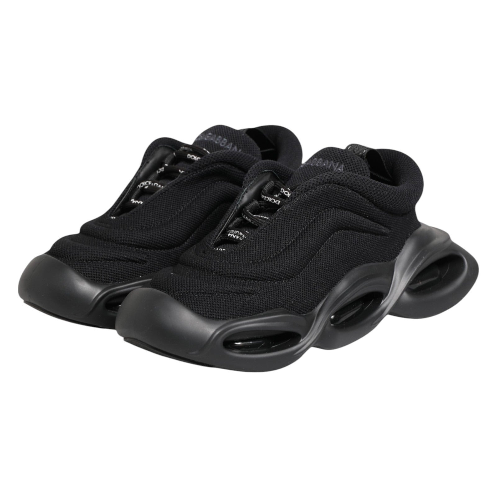 Dolce & Gabbana Black Polyester Viscose Wave Sneakers