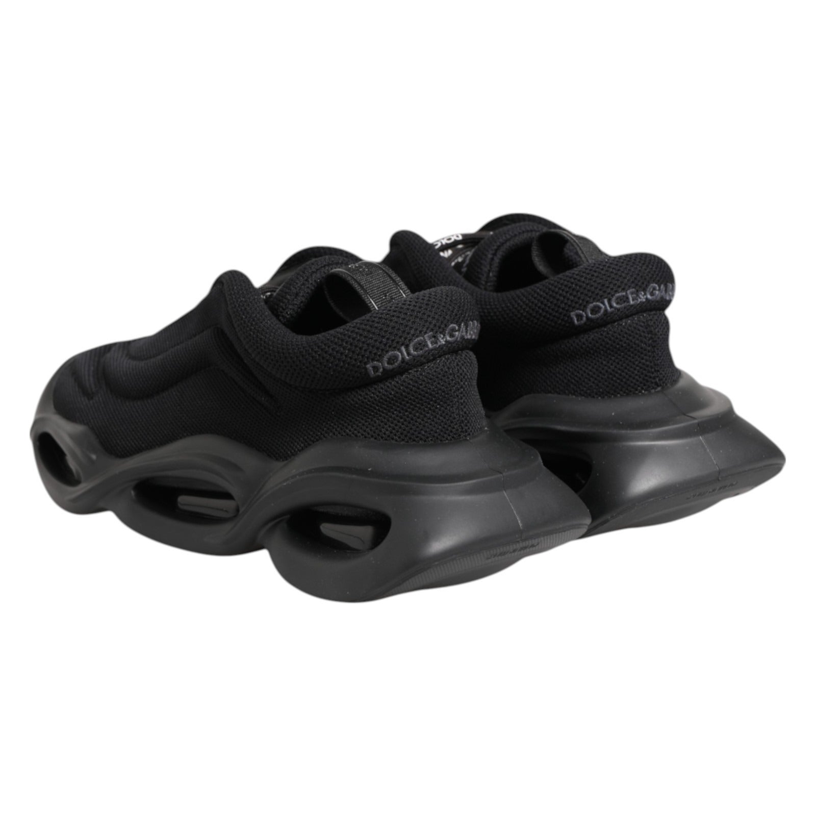 Dolce & Gabbana Black Polyester Viscose Wave Sneakers