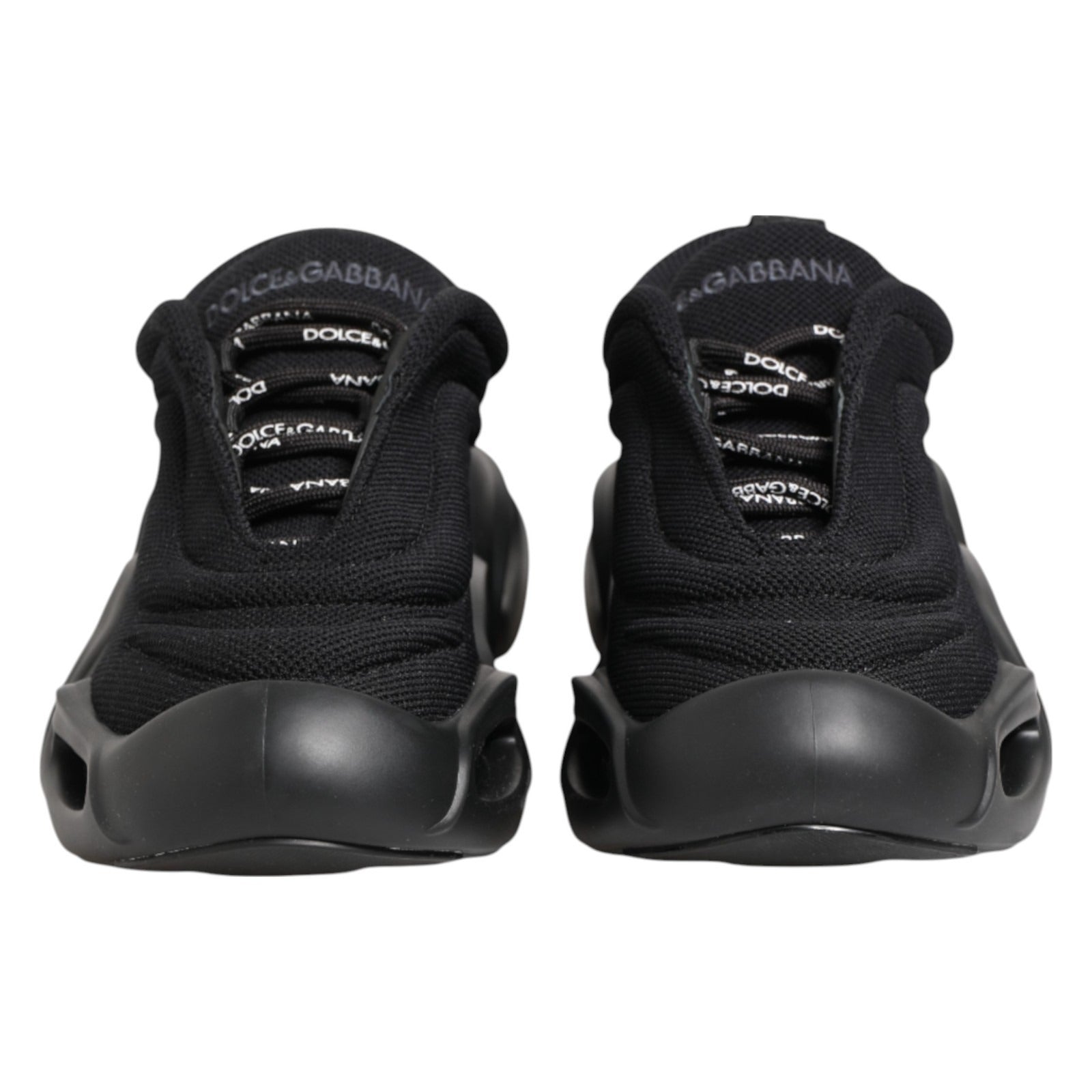 Dolce & Gabbana Black Polyester Viscose Wave Sneakers
