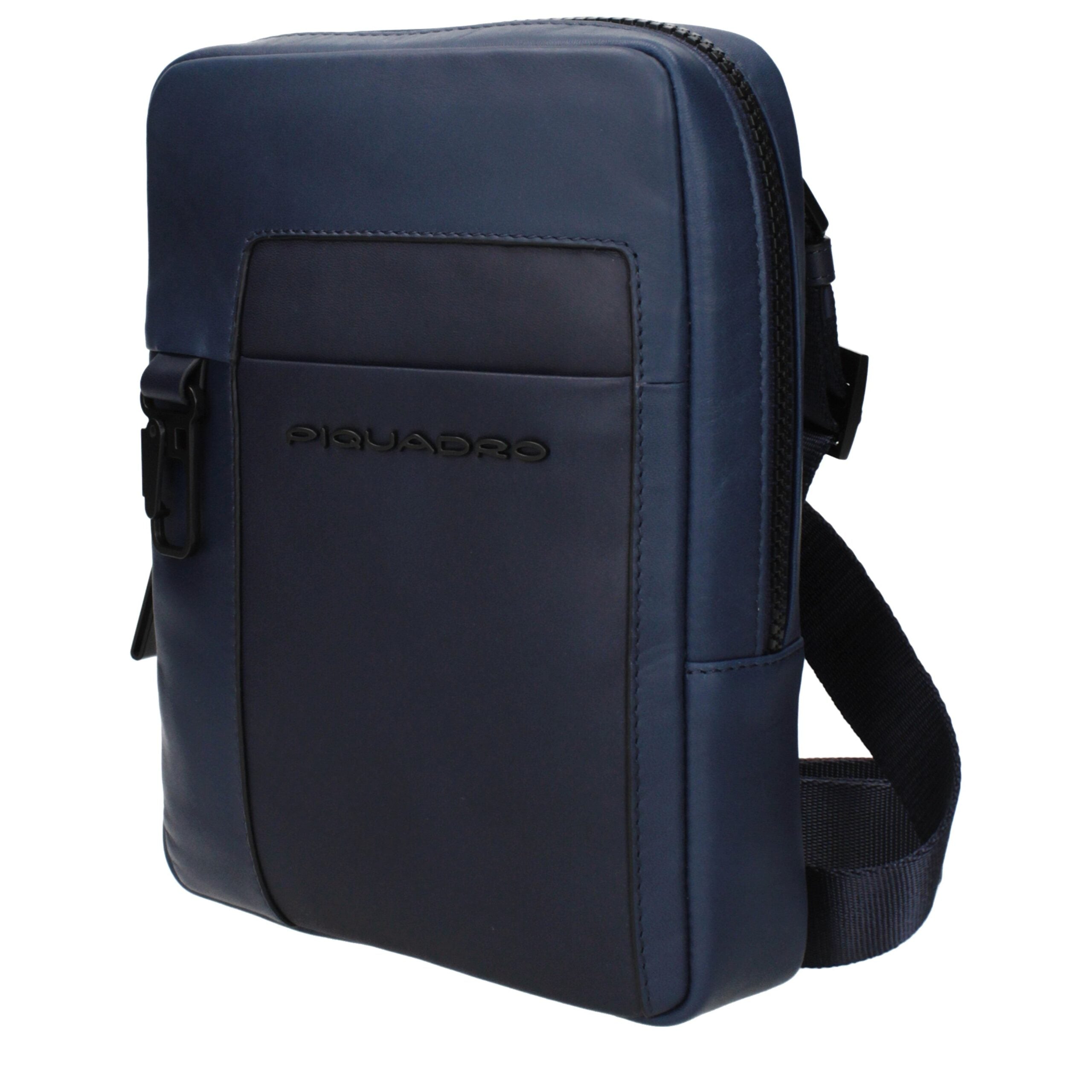 Blå läderaxelväska - Piquadro