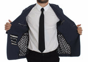 Blue Cotton Stretch Casual Blazer