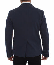 Blue Cotton Stretch Casual Blazer
