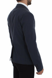 Blue Cotton Stretch Casual Blazer