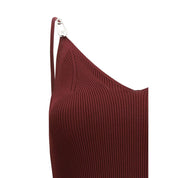 Bordeauxröd viskos midiklänning med säkerhetsnål - Versace