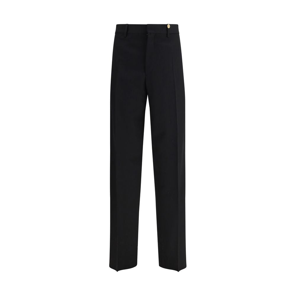 Black Fleece Wool Dress Pants with Jacquard Label