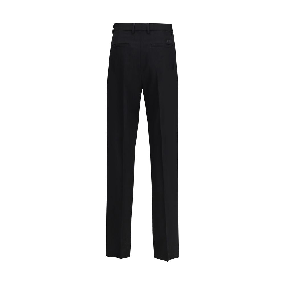 Black Fleece Wool Dress Pants with Jacquard Label