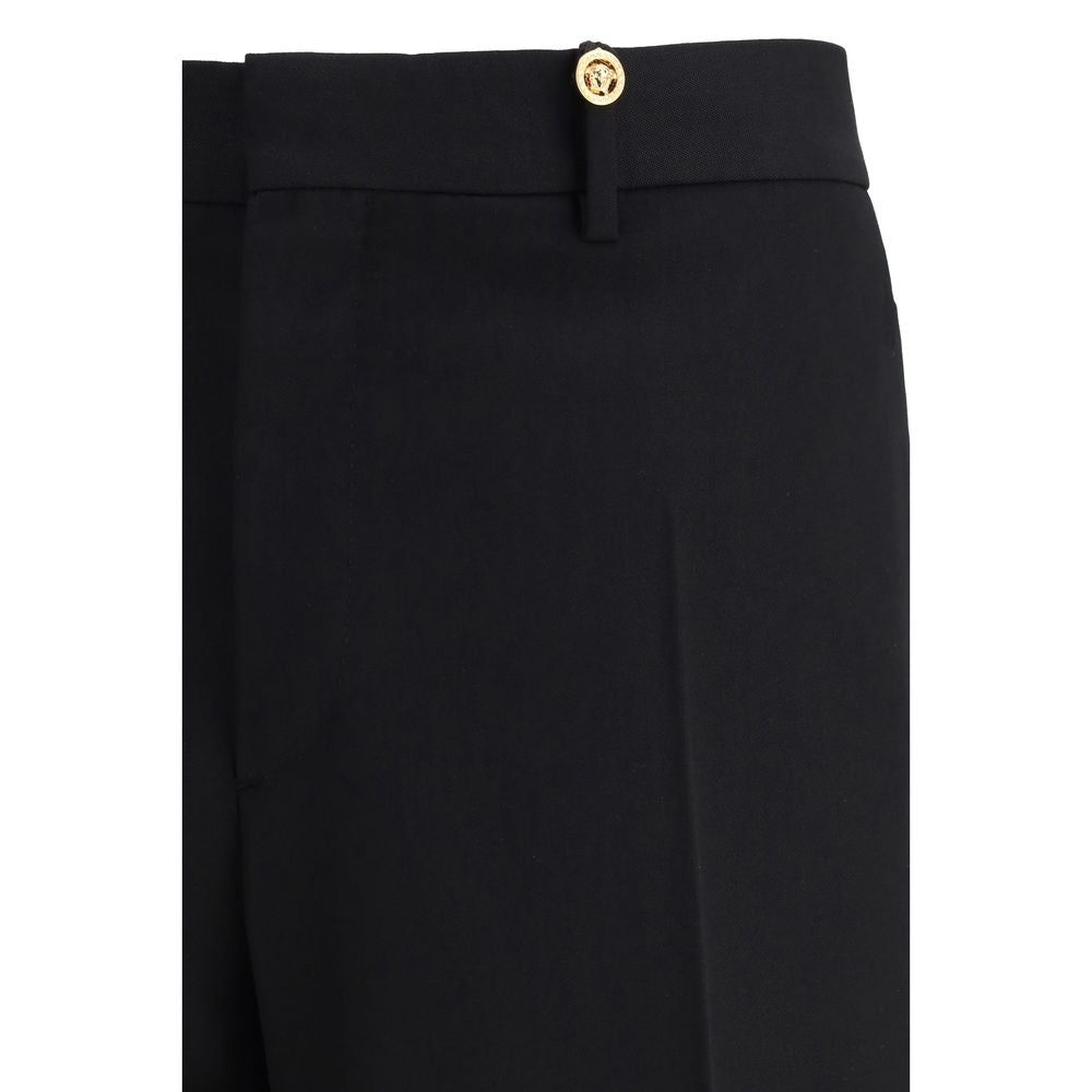 Black Fleece Wool Dress Pants with Jacquard Label