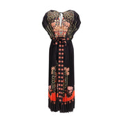 Flerfärgad plisserad klänning i polyester