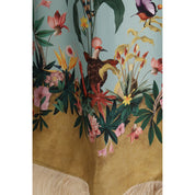 Flerfärgad casual sidenklänning med strutsfjäderkant