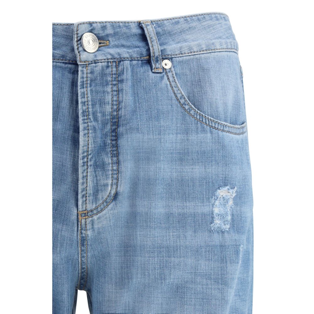 Ljusblå bomullsjeans med avslappnad passform