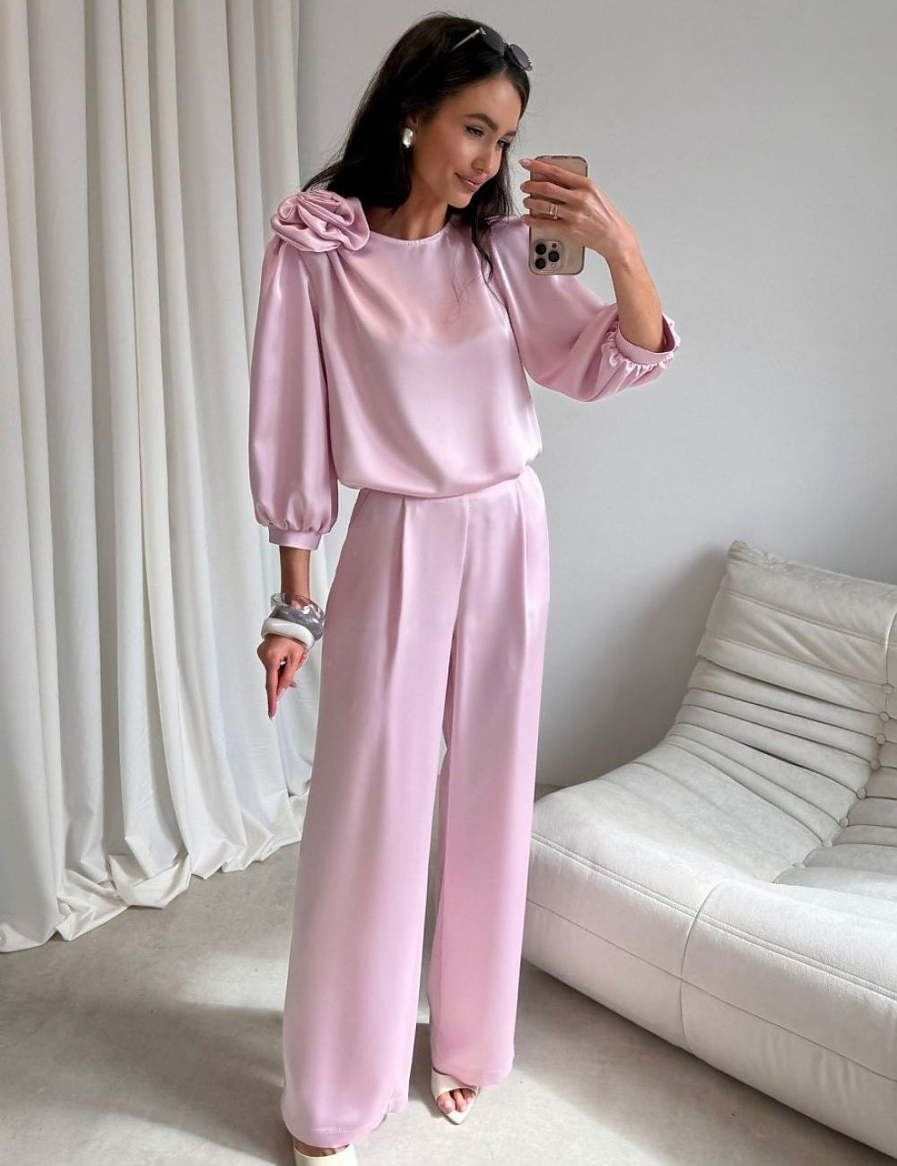 Roco Fashion Satin Wide-Leg Trousers